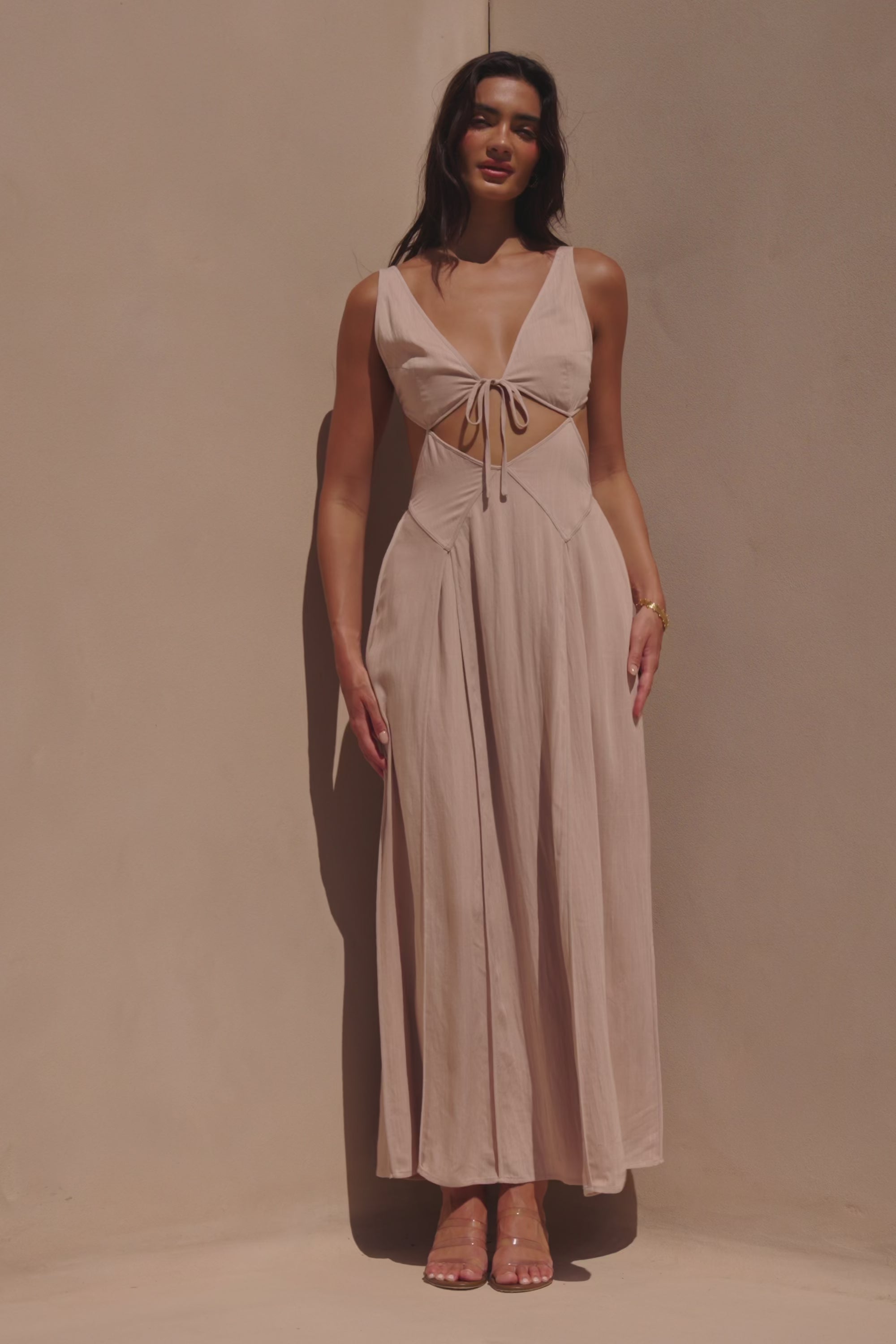lliska Backless Cutout Maxi Dress - Stone