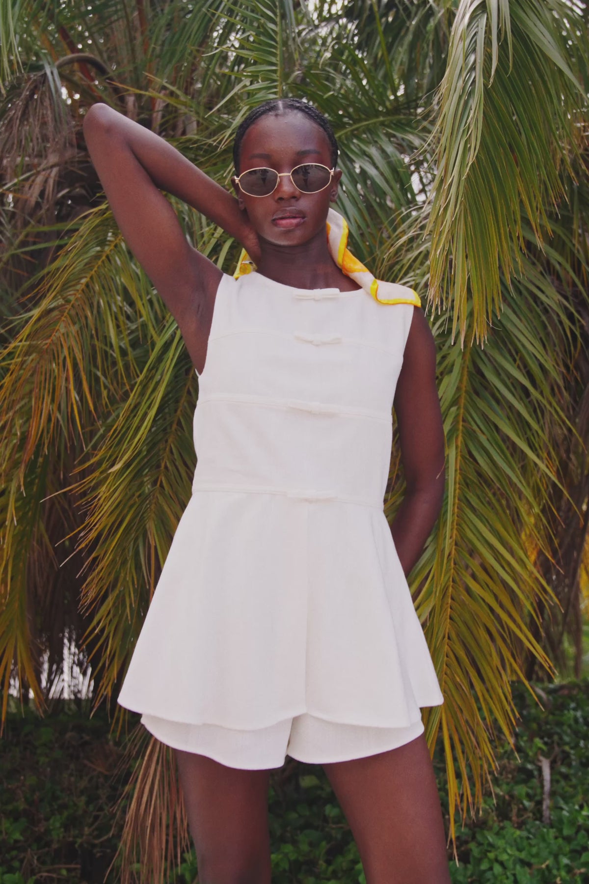 White Cotton Split Longline Muse Top