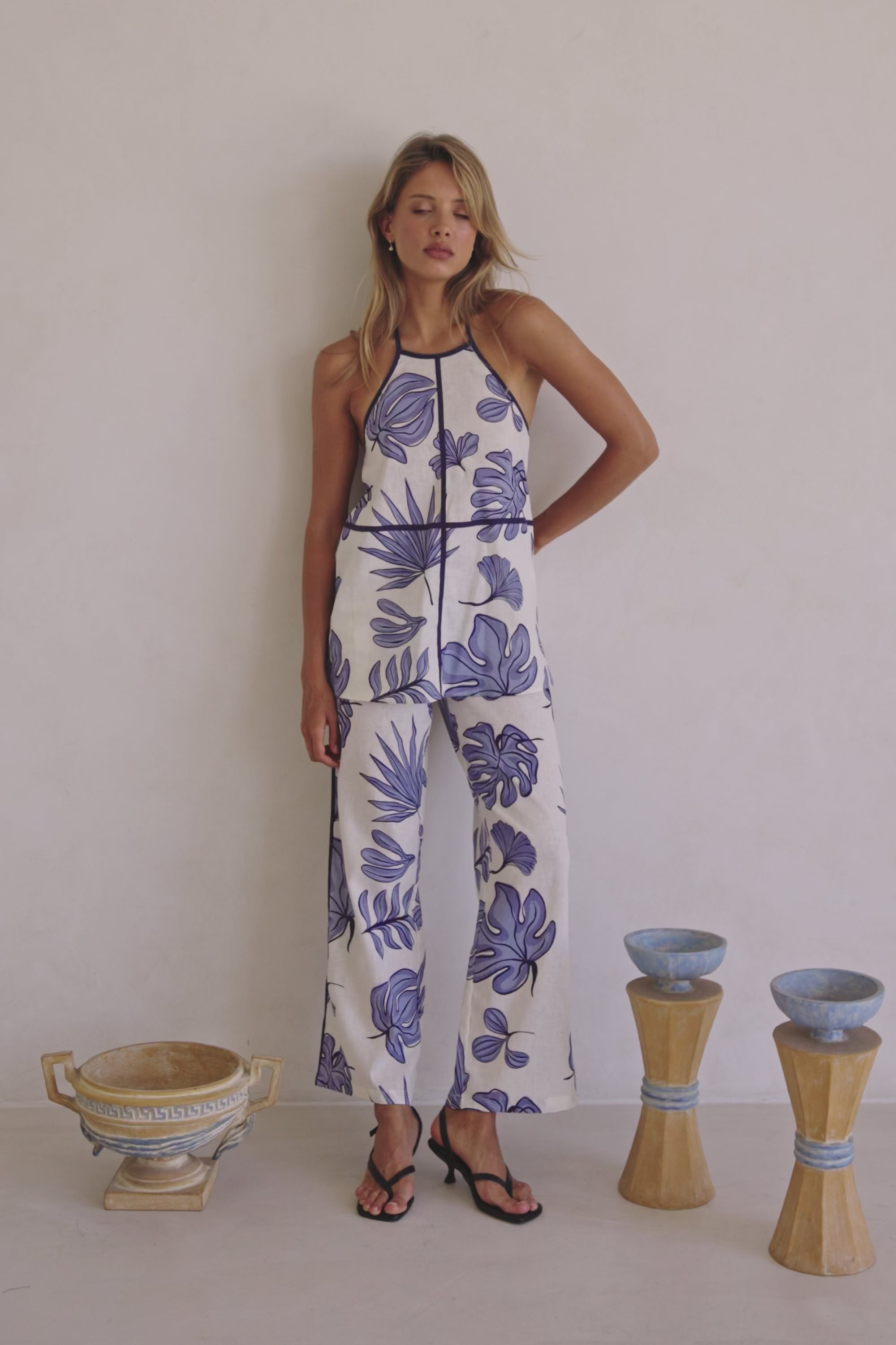 Blue Phylida Azure Print Halter Saphira Top
