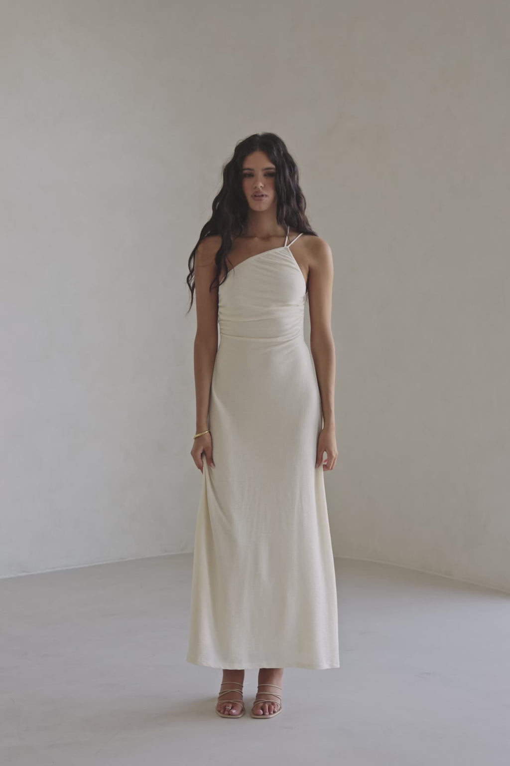 Bridal Cream One Shoulder Backless Maxi Emilee Dress
