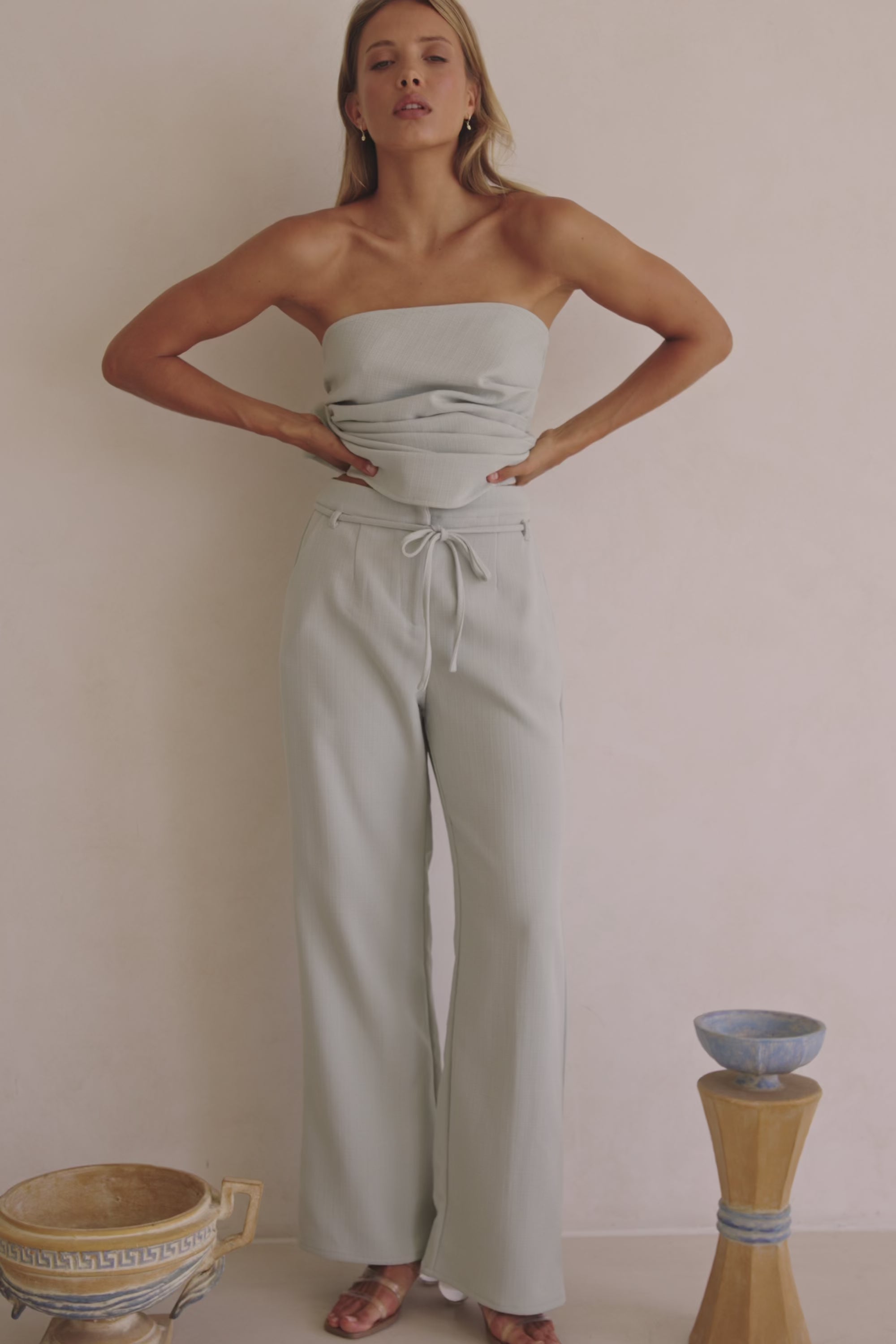 Mint Green Tie Jira Trouser Pants