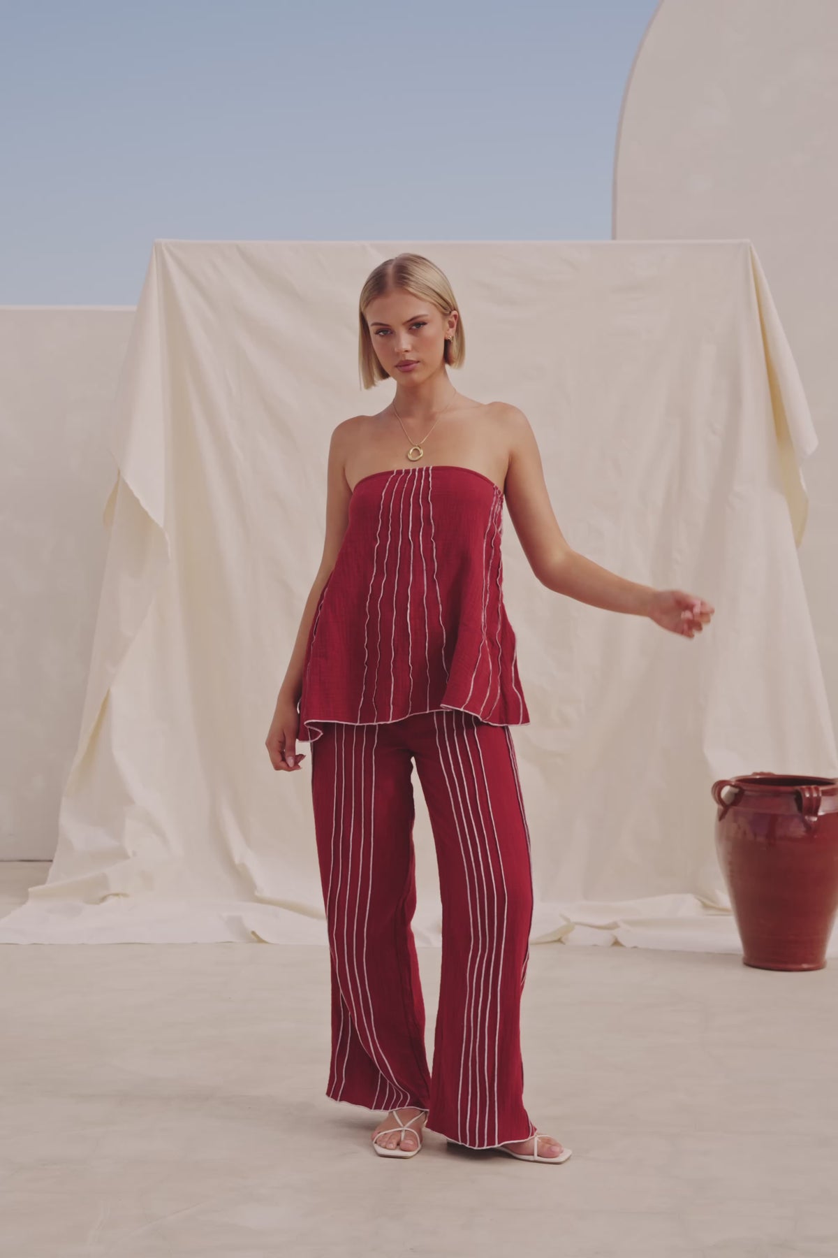 Merlot Red Cotton Strapless 