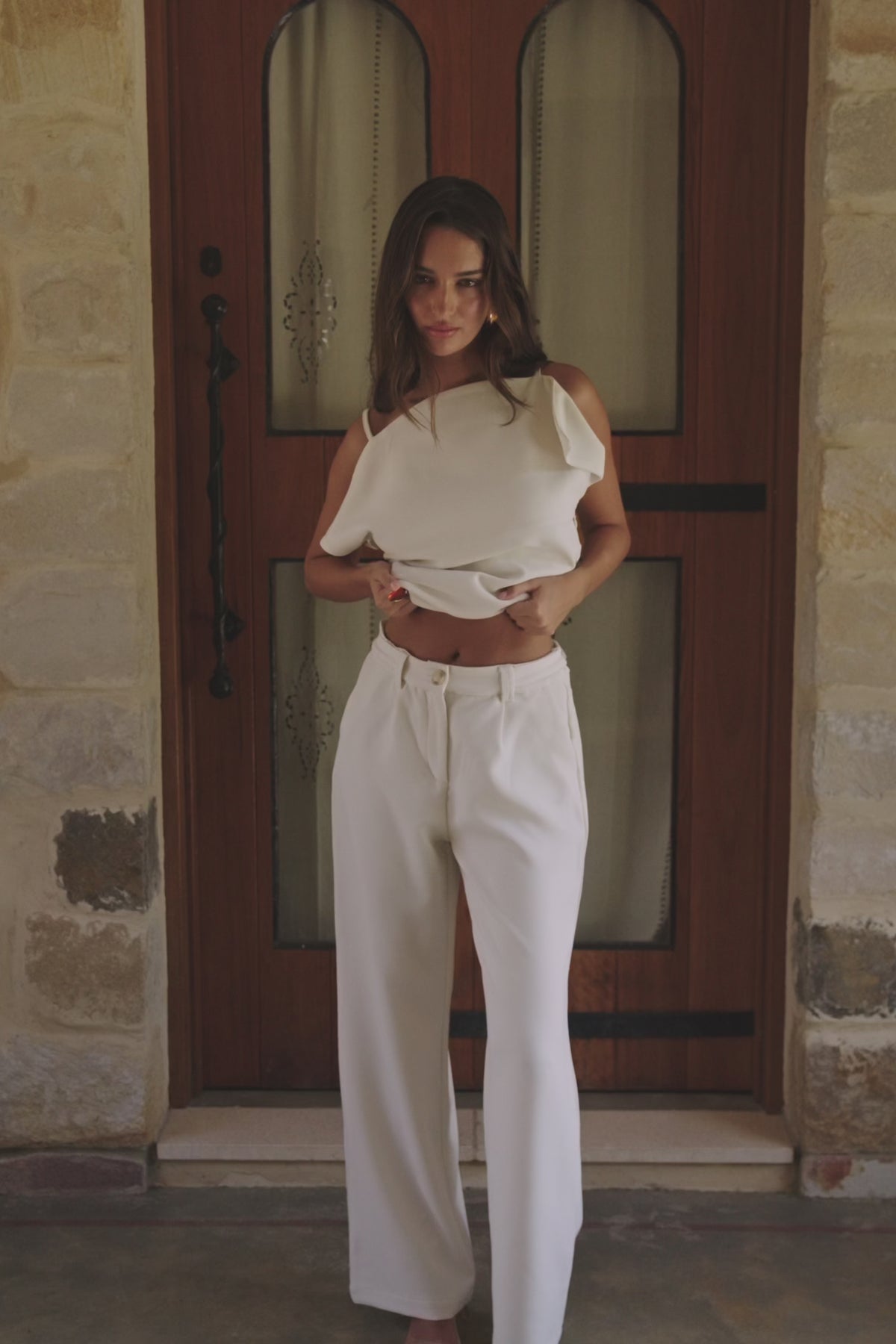 Ivory Suiting Flared Naomi Trouser Pants