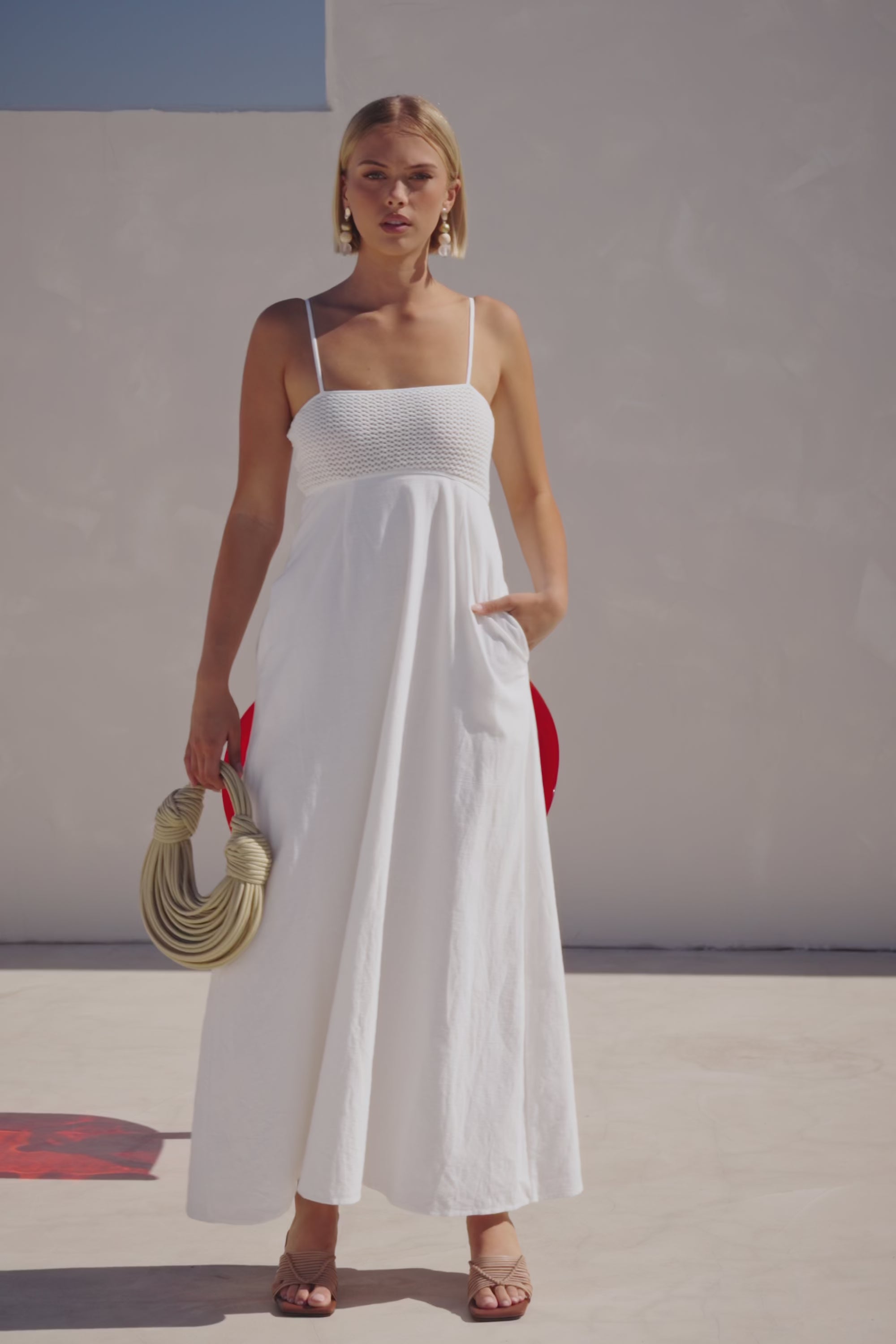 White Strappy Babydoll Maxi Mersy Dress