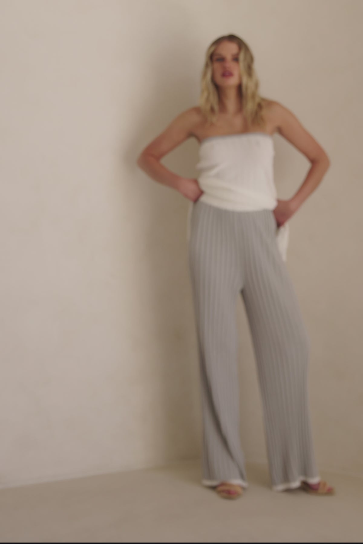 White Woven Ribbed Strapless Winnie Top