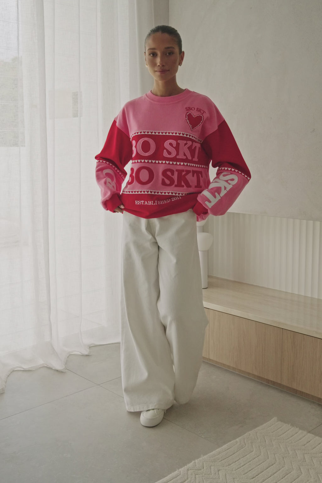 Pink and Red Terry Oversized Vintage Adora Sweater
