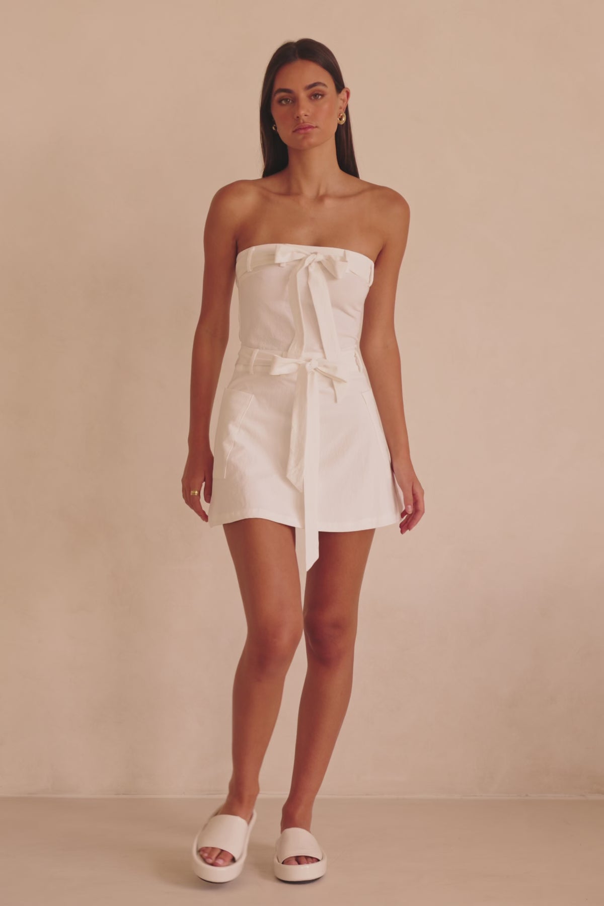 Tulia Tie Mini Dress - White
