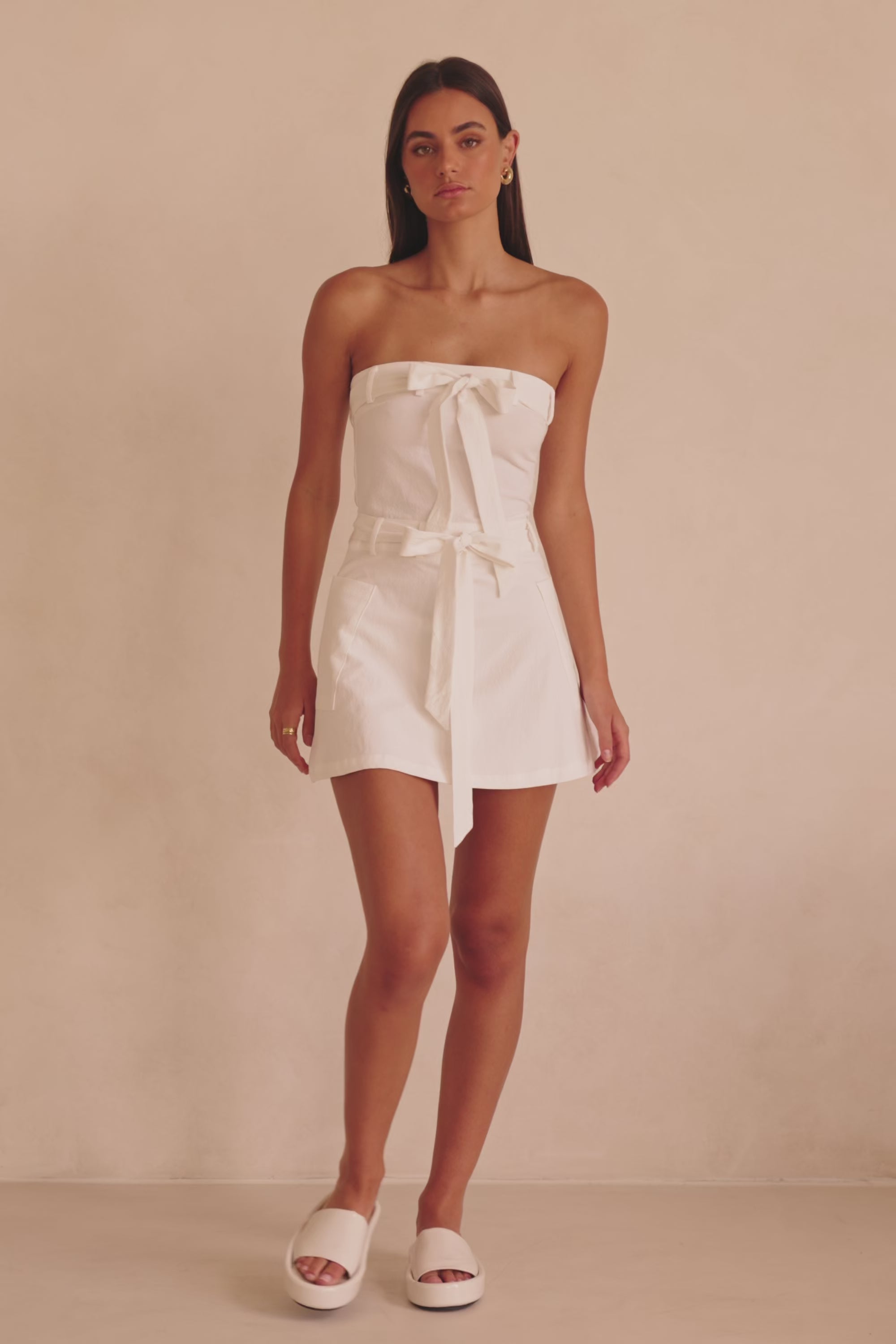 Tulia Tie Mini Dress - White