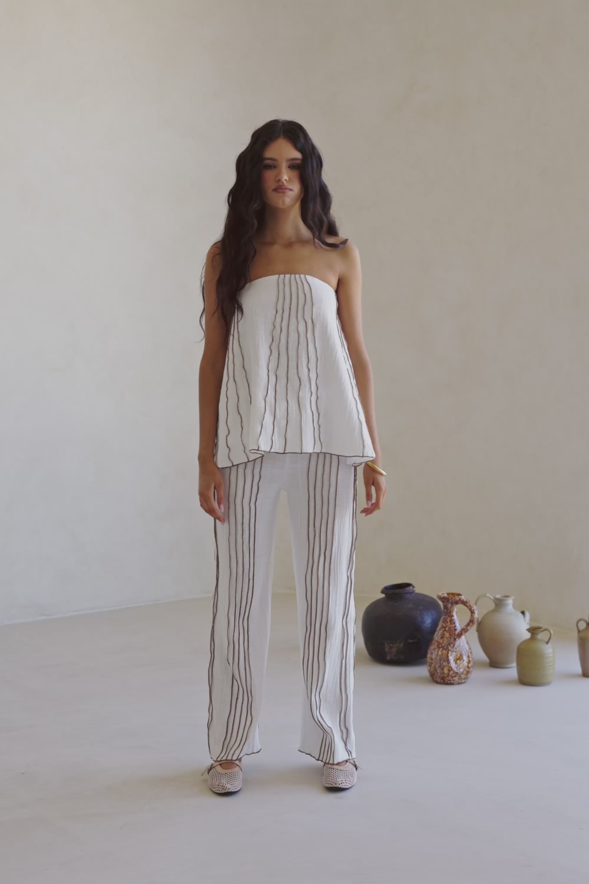 White Strapless Frill Emilia Top