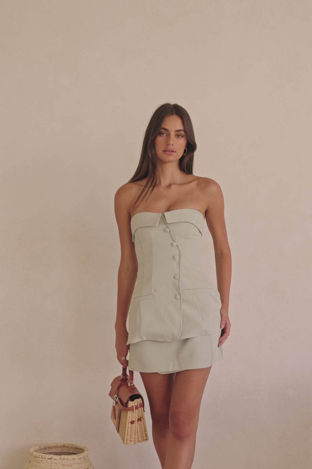Mint Tailored High Waist Wrap Mini Lavara Skirt