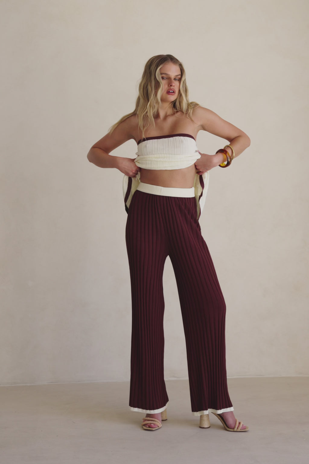 Chocolate Brown Ribbed High Waist Winnie Pants