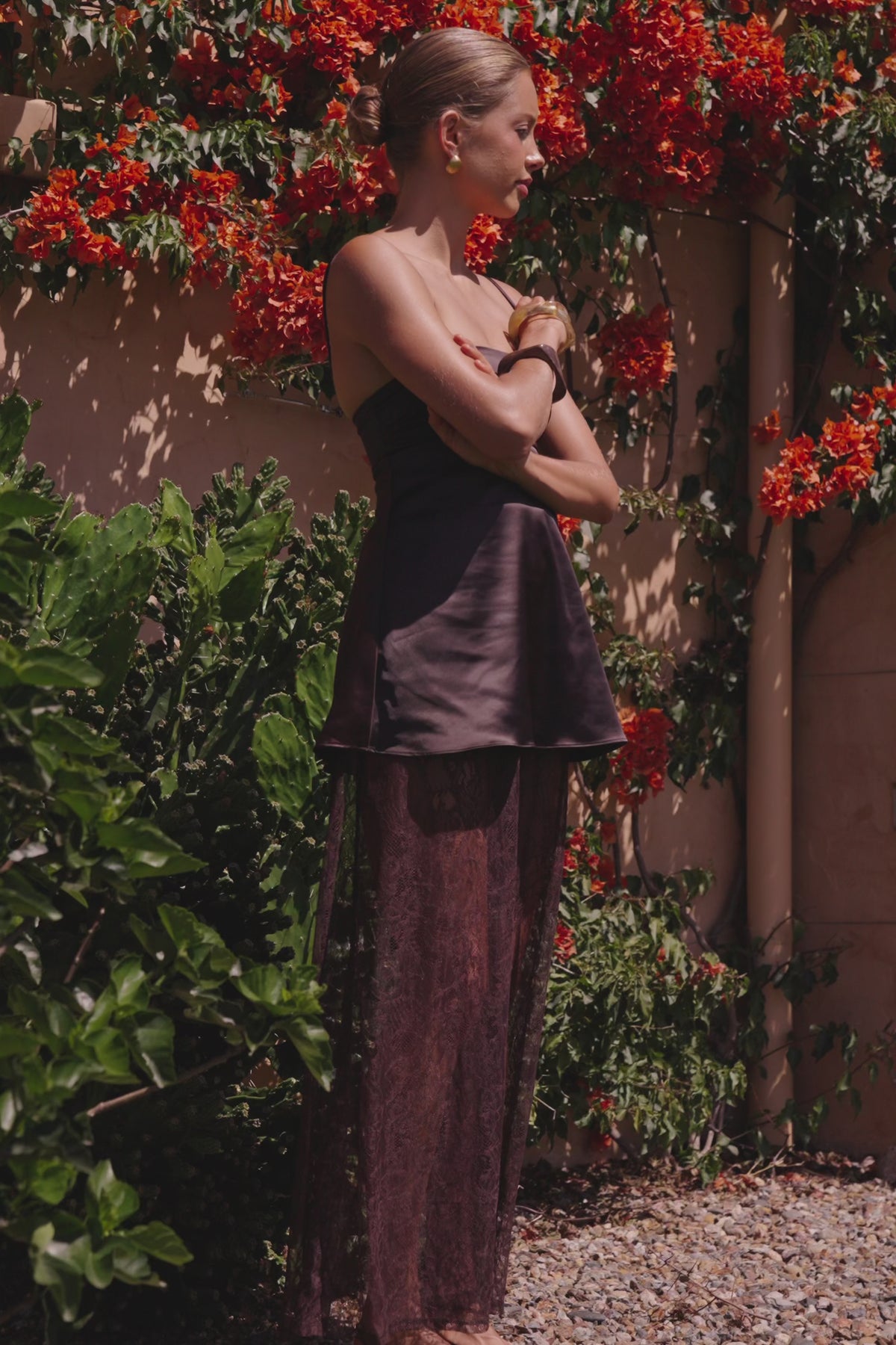 Chocolate Brown Lace Maxi Dove Dress