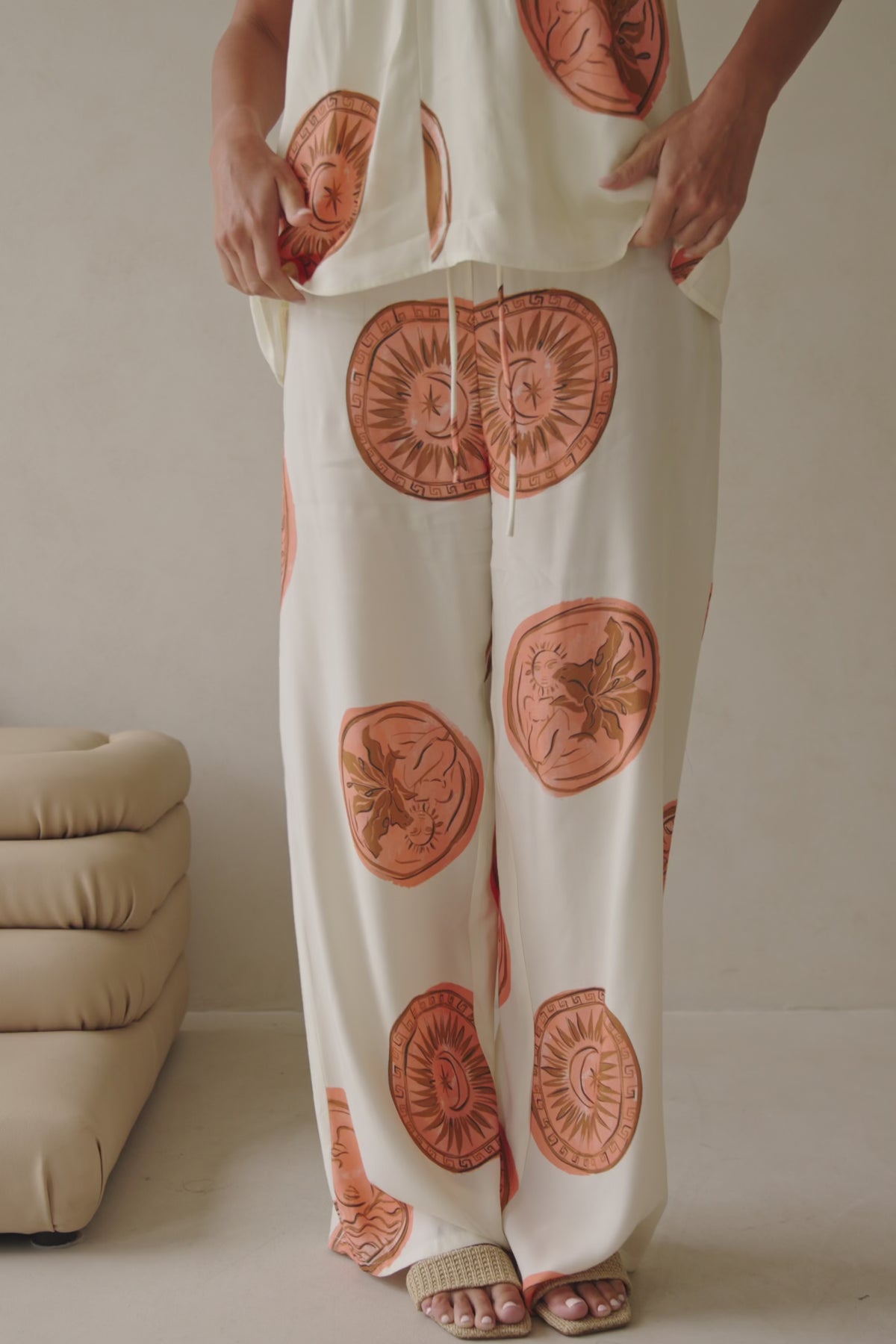 Beige Nomisma Sea Shell Print Drawstring Rosalee Paints