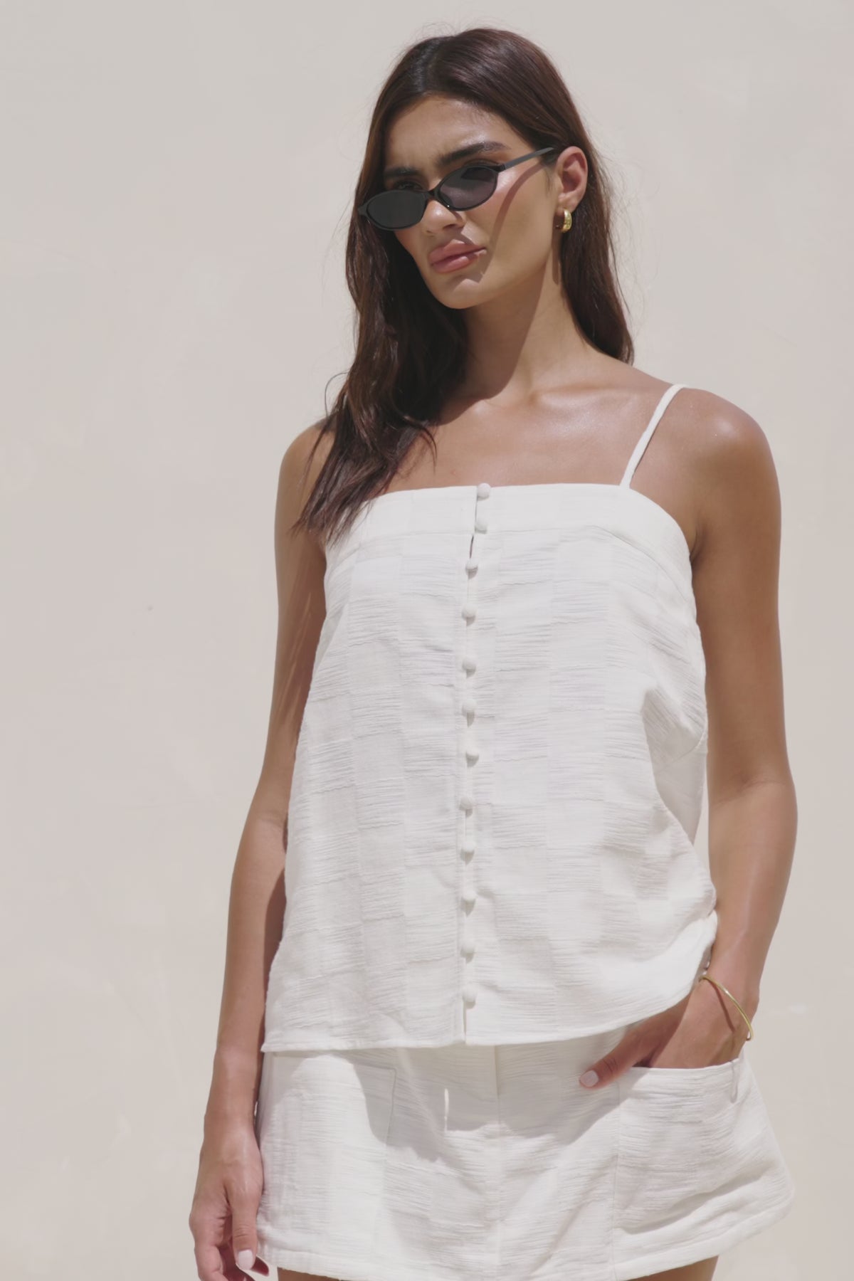 White Cotton Mini Pocket Aaliyah Skirt