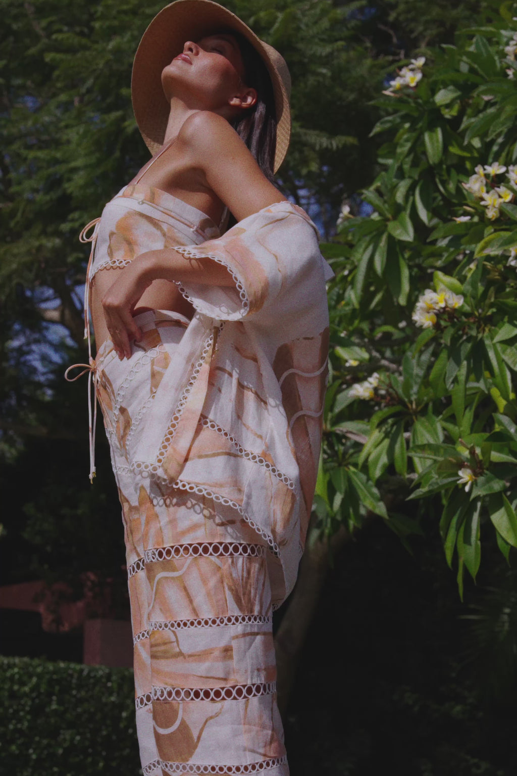 Brown La Spiaggia Print Drawstring Seraphina Pants
