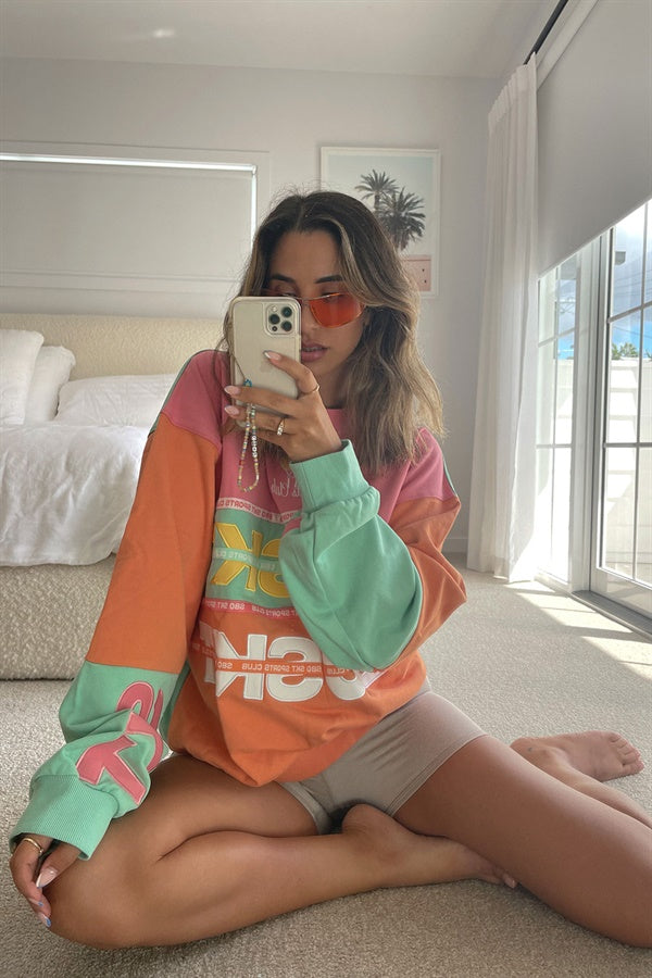 Nakia Oversized Vintage Sweater - Orange
