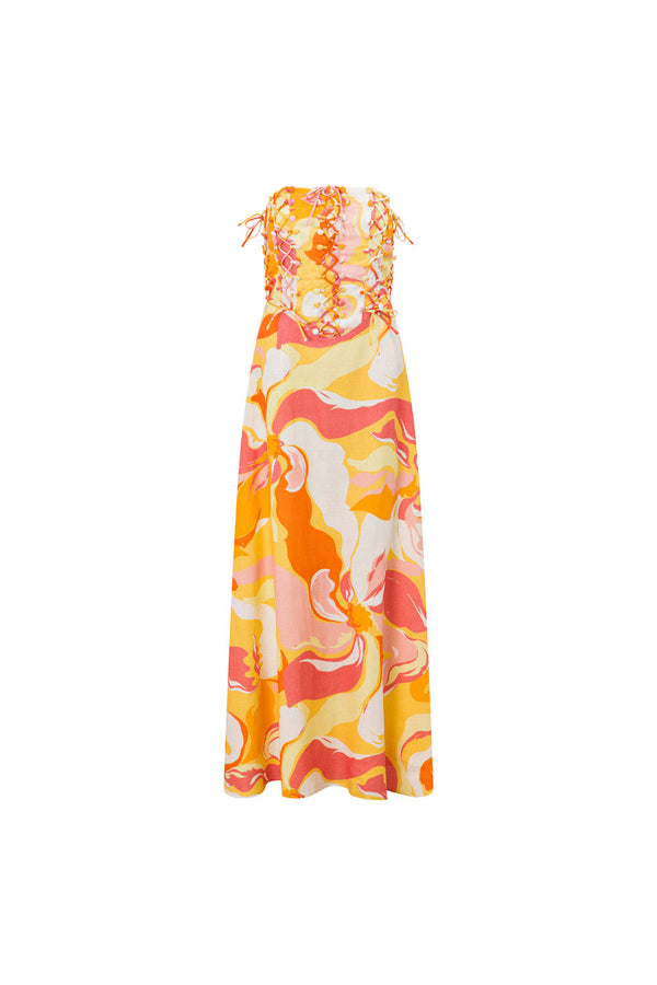 Kahlo Strapless Midi Dress - Calista Sunset